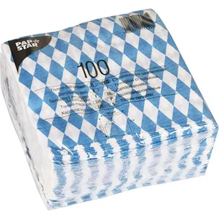 Papstar 100 Stück) 1-lagig, 1/4-Falz, 33 x 33 cm bayrisch blau