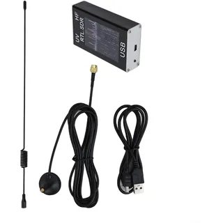 Eawfgtuw RTL-SDR Empfänger 100 kHz - 1,7 GHz Full HF USB Tuner R820T2 + RTL2832U mit Aluminiumgehäuse für Amateurbänder, Wetterstation, FM-Radio, GPS-Signal