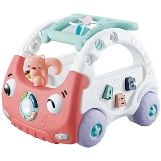 KIKKABOO Lauflernhilfe Lauflernwagen 2 in 1 Auto, Lauflernhilfe Spielcenter verstellbarer Griff rosa