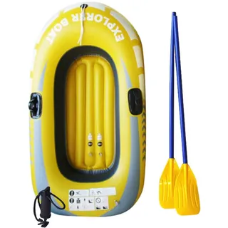 Aufblasbares Boot 1/2 Personen Schlauchkajak | Sommer Tragbares Bootsfloß Für Erwachsene Mit Rudern & Luftpumpe, Fischerboot Outdoor, Faltbares Schlauchboot Zum , Jagen Oder Spielen Auf Flüssen