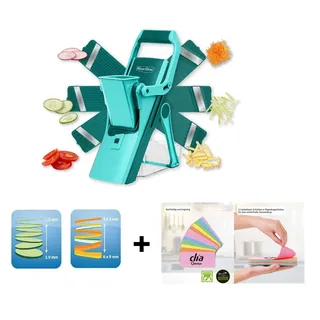 Genius Nicer Dicer Mando Gemüseschneider inkl. Clia Rainbow Putzschwamm L Set 13-tlg.