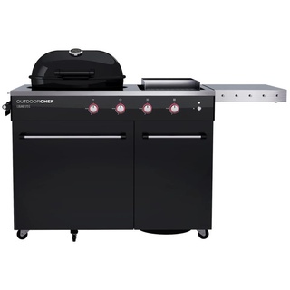 Outdoorchef Lugano 570 G Evo 50mbar, Gas-Kugelgrill mit Steakhouse Burner und Seitenkocher, Grillfläche 57 cm, 18.128.38