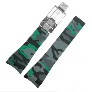 [Richie-Armband] 20 mm Camouflage-Gummi-Uhrenarmband, Faltschließe für Armbanduhr Rolex Yacht Master Submariner GMT Daytona