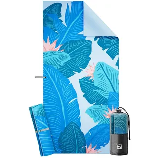 Blumtal Strandtuch XXL cm Mikrofaser - kompaktes und schnelltrocknendes Handtuch/Strandtuch 90x180 - Stranddecke sandfrei + Band - Badehandtuch sandabweisend Blätter & Blumen-Print