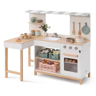 Musterkind Robusta, weiß, natur, Spielküchen, KinderB:100cm H:87cm T:59cm, Holz, Kunststoff, FSC - schützt Wald, B:100cm H:87cm T:59cm