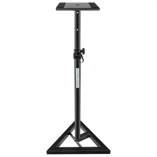 Pronomic SLS-10 Stativ für Studio Monitor Ständer (Höhenverstellbar 80 cm bis 130 cm, Dreiecksbasis, Gummifüße, Dornenfüße/Spikes, Stahl, Trägerplatte mit Gummistreifen) Schwarz pulverbeschichtet