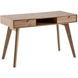 KADIMA DESIGN Schreibtisch | 120x55x77 cm, Skandinavischer Stil, 2 Schubladen, Eichenbeine