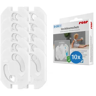 Reer Steckdosenschutz - das kindersichere Original vom Erfinder, zum Kleben, weiß,