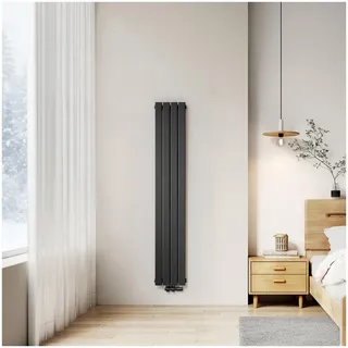 EMKE Flachheizkörper 1800 x 300 mm 627 W schwarz Mittelventil
