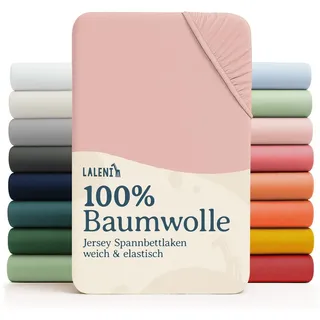 Laleni Jersey Spannbettlaken Beistellbett und Wiege 55x90 cm - Oeko-Tex Zertifiziert, 100% Baumwolle, atmungsaktives Spannbetttuch für Baby, 135 g/m2, Rosa