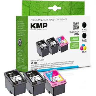 KMP H136V schwarz, color kompatibel zu HP 301 (E5Y87EE),