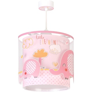 Dalber Lampe kinderzimmer, kinderlampe Pendelleuchte Hängelampe, Deckenleuchte Kinder, Deckenlampe kinderzimmer Little Elephant Elefant Tiere Rose, 61332S, E27