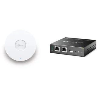 TP-Link EAP660 HD AX3600 Gigabit Dualband WiFi 6 WLAN Accesspoint, weiß & OC200 Omada Hybrid PoE Cloud Controller für EAP Serie, USB Port für automatisches Backup, Cloud-Dienst, grau metallic