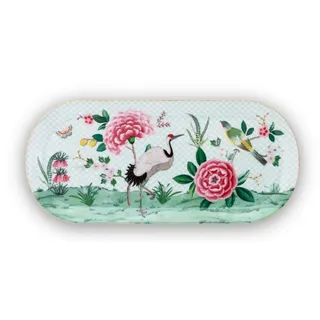 Pip Studio Tortenplatte Blushing Birds Tortenplatte white 33 x 15 cm, Porzellan, (Platten), Cake Tray Rectangular Blushing Birds White 33.3x15.5cm weiß