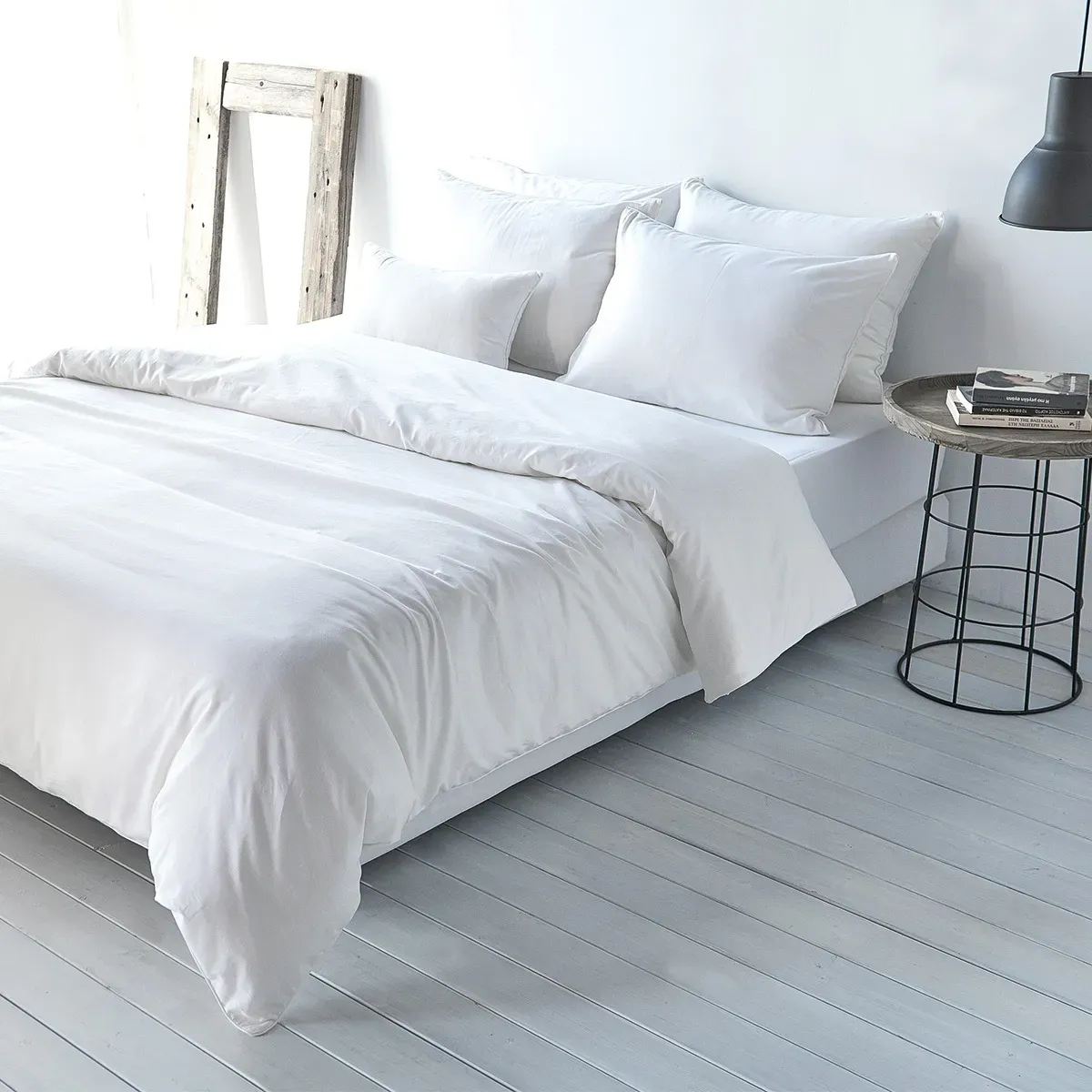 Traumschlaf Uni Baumwolle-Leinen Bettwäsche 240x220 cm + 2x 80x80 cm | weiss - weiß