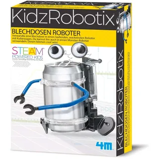 HCM 4M - Blechdosenroboter KidszRobotix - DIY Roboter Bausatz für Kinder - Experimentierkasten ab 8 Jahren - Recyceln und Basteln – Roboter für Kids, Weiß