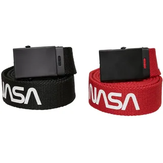 Mister Tee NASA Belt 2-Pack extra long black/red one size - Einheitsgröße