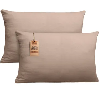 NatureMark 2er Set Jersey Kissenbezüge – Elastisch, weich, atmungsaktiv und hautfreundlich – Waschbare Kissenhülle - 40x60 (ideal für Nackenkissen) – Sand/Beige