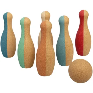 korko Y12004 - Bowling Set, Kork-Kegelspiel, geräuscharm, 7-teilig