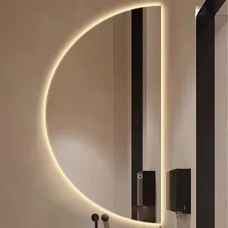 Halbrunder Badezimmerspiegel, 3 Farben Dimmbar, One Touch Smart Anti-Beschlag, 40x80cm, 50x100cm, Großer Unregelmäßiger Wandspiegel, HD Makeup Spiegel, Explosionsgeschützt ( Color : Left 3 colors , Si