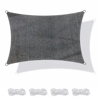 your GEAR yourGEAR Sonnensegel HDPE Tarp in 7 Größen 2,5 x 2,5 | 4 | 5m, 3 x 3 | 4 | 5m, 4 x 5m Haus-Markise rechteckiger o. quadratischer UV Sonnenschutz Wind- und wasserdurchlässig grau [3x4m]