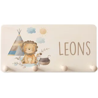 Kidsmood Kindergarderobe Personalisiert mit Namen, Kinderzimmer Möbel aus robustem Holz, Garderobenleiste Kinder, Baby Garderobe für Babyzimmer mit 4 Kleiderhaken Wand-Montage [40x20x1,5 cm]