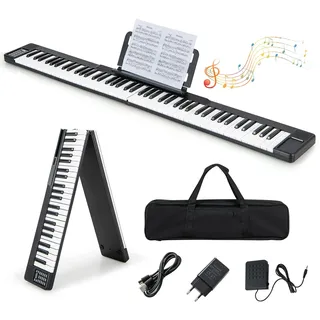 Costway Keyboard Piano 61 Tasten, tragbares Elektronisches Klavier inkl. Tragetasche, schwarz