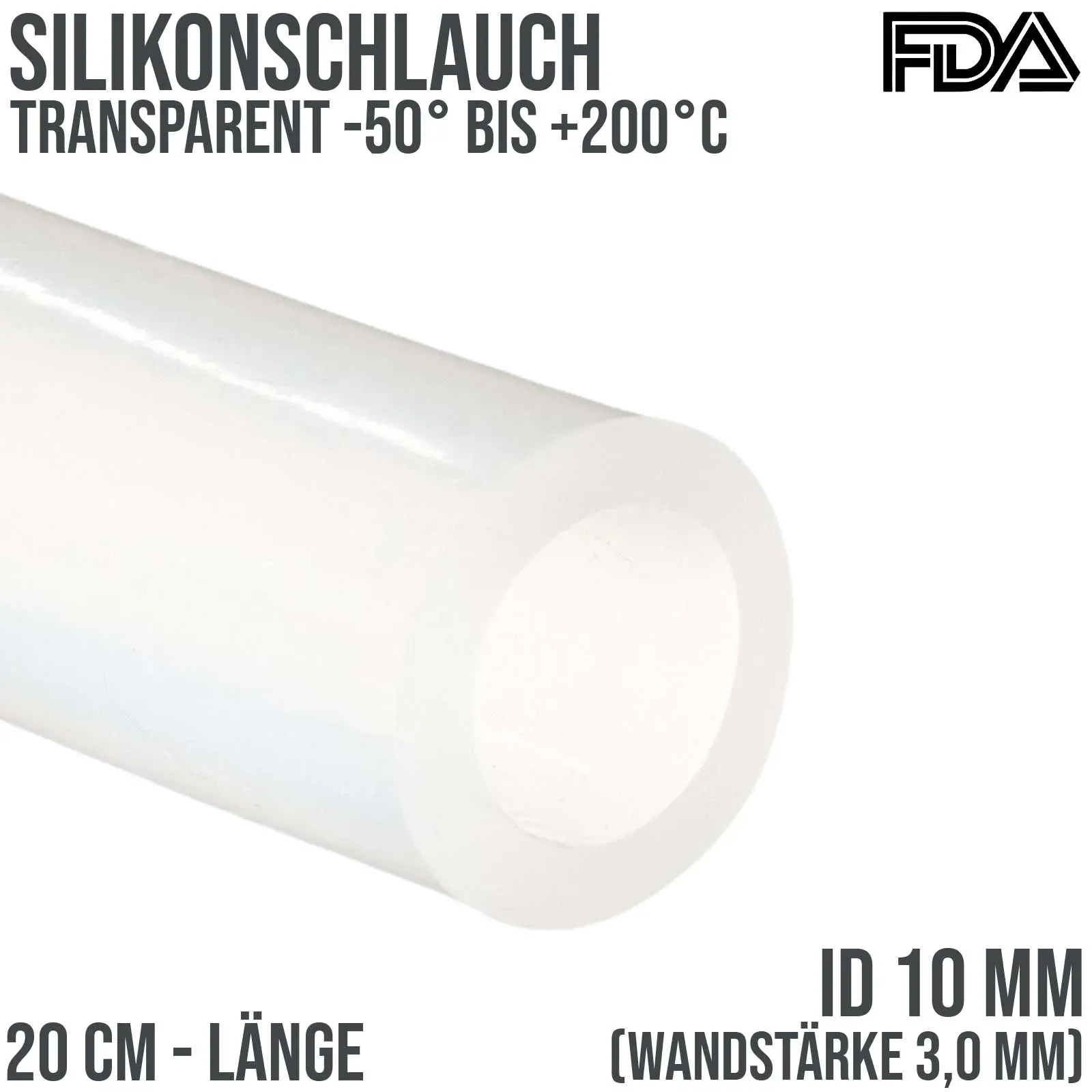 10 x 16 mm Silikon Silicon Milch Schlauch transparent lebensmittelecht FDA 0,45 ...