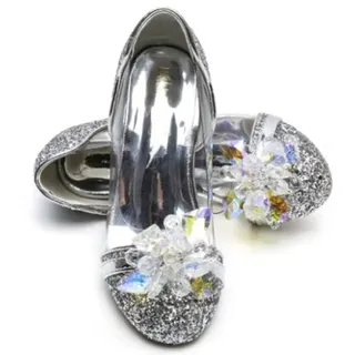 ELSA & ANNA Prinzessinnenschuhe Mädchen – Glitzer Schuhe mit 3 cm hohem Absatz – Schuhe für ELSA Kleid – (SIL15-SH) - 28 EU