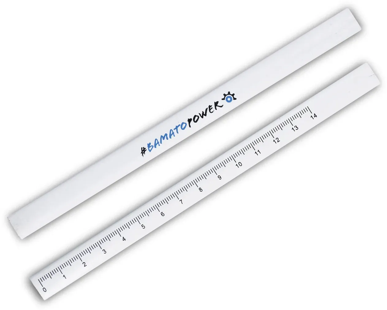 BAMATO Zimmermannsbleistift weiß mit Aufdruck #BAMATOPOWER