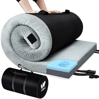 Willpo Schaumstoff Camping Matratze 183x61x6cm– Outdoor Isomatte für Auto, Zelt, Reise, Gästematratze Klappmatratze mit Abnehmbare wasserdichte Bezug& Tasche, Grau
