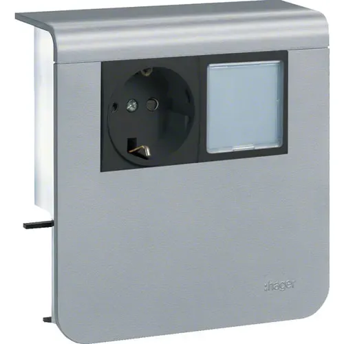 tehalit Geräteträger Steckdose+LED zu Sockelleistenkanal SL 20x80mm,Dekor Aluminium