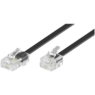 goobay Telefonkabel RJ11 Stecker auf RJ45 Stecker Flachkabel für Faxgerät DSL Modem VDSL Router ISDN Schwarz