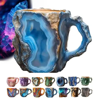 Mookom Mugs, Aboxun Coffee Mugs, Mookom Crystal Mugs, Mookom Mineral Crystal Coffee Mugs, Mookom Coffee Cup, Mookom Coffee Mugs, Mookom Mineral Mugs, Multi-Colored Natural Mineral Mugs (K-1 Pc)