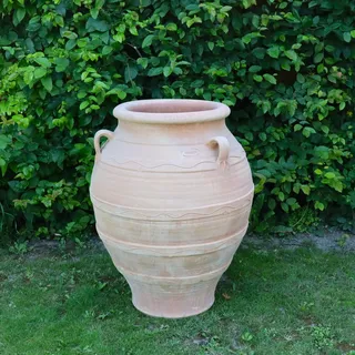 Palatina Werkstatt Terracotta Amphore Cassia 80cm - 100% handgefertigtes Unikat aus Griechenland - Verzaubern Sie Ihren Garten oder Terrasse in eine grüne Oase