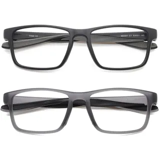 Mcoorn Sportliche Breite Lesebrille Blaulichtfilter für Damen Herren mit Gummibügeln, Lesehilfe Robust Groß, Dioptrien +2,25