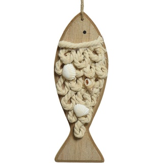 Decoris 1 Maritime Dekofiguren 19cm Holzfisch Hängedekoration Holzaufhänger Meeresdeko