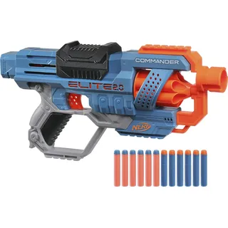 Hasbro E9485EU4 Nerf Elite 2 Commander RD-6 Blaster, 12 Nerf Darts, 6-Dart Rotationstrommel, Tactical Rail Steckschienen, Befestigungspunkte