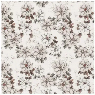 maDDma Stoff Musselin-Stoff Digital-Druck Motive ab 50x130cm uni Mulltuch, Blumen weiß