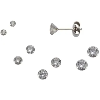 VIVANCE Paar Ohrstecker »925 Silber Set 3 Paar 3mm«, 89405145-0 weiß + weiß