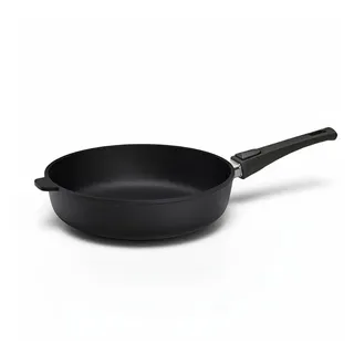 Hoffmann Germany Bratpfanne STONIQ PFAS-frei Ø 24 cm hoher Rand – Made in Germany, Aluguss (1-tlg., 1x Pfanne Ø 24 cm mit hohem Rand), abnehmbarer Griff, backofenfest bis 300°C, Induktion Schmorpfanne schwarz Ø 24 cm