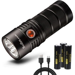 Sofirn SP36 Pro Led Wiederaufladbare Taschenlampe 8000 Lumen, SST40 Leds mit 3x 18650 Batterie Leistungsstarker Griff Fackel Anduril UI mit USB-Kabel zum Suchen, Beleuchten, Wandern