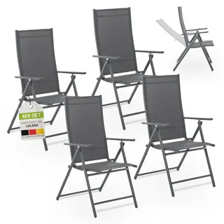 Juskys Gartenstuhl Calena 4er Set - 7-fach verstellbare Rückenlehne mit Klappfunktion - Anthrazit