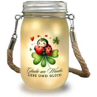 Marienkäfer Solarlicht mit Spruch Glaube an Wunder, Liebe und Glück!