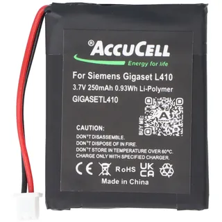 AccuCell Akku passend für Siemens Gigaset L410 Akku S30852-D2240-X1 V30145-K1310-X448 3,7 Volt 250mAh