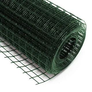 Wiltec Maschendrahtzaun Grün 1x5 m 100 cm Höhe 0,9 mm Stärke 12x12 mm Maschengröße, Volierendraht 4-Eck aus Stahl verzinkt, Drahtgitter, Vogeldraht