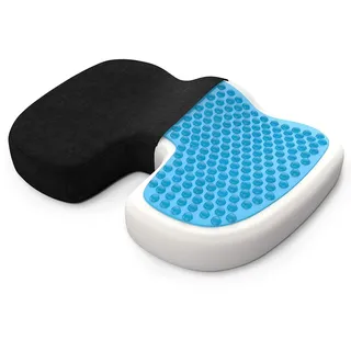 Sitzkissen orthopädisch - Memory Foam Gel Steißbeinkissen - Ergonomisches Sitzkissen für Auto & Bürostuhl, Rollstuhlkissen - Wellness Schwarz Velours (Standard), 45x35x7cm, 40-90kg