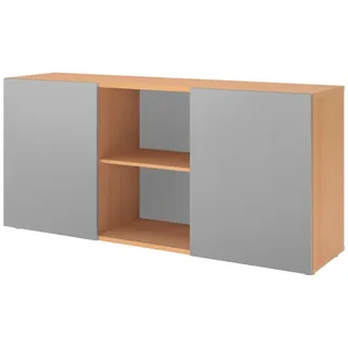 bümö Sideboard office Sideboard mit Schwebetür, Dekor: Buche/Silber braun|silberfarben