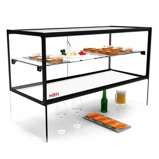 MBH - MAQUINARIA BAR HOSTELERIA MBH - Neutrale Doppelvitrine ZEPPELING 55 cm, 2 Ebenen, für Gastronomie. Neutrales Glasdisplay für Bars und Restaurants.