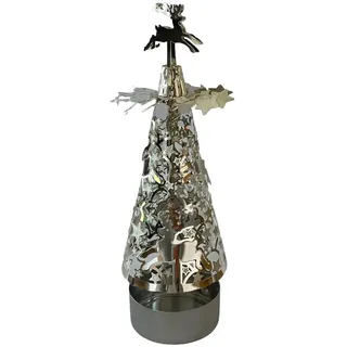 Silberfarbenen Karussell Windlicht als Pyramide Rentier